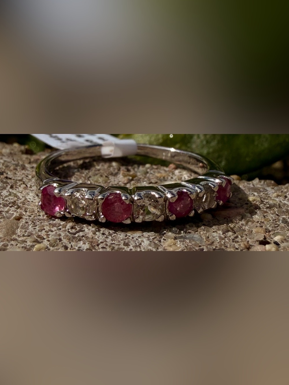 14K White Gold Over 925 Silver Multi Gemstone Ring Sapphire Emerald Ruby & Topaz - Picture 6 of 13